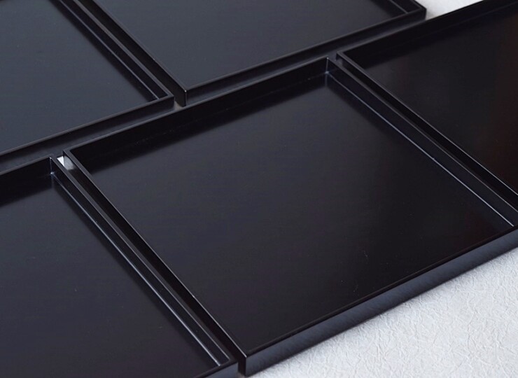 天然木製漆塗 利休好 真塗折敷膳 塗師 表哲 茶懐石道具 5客セット