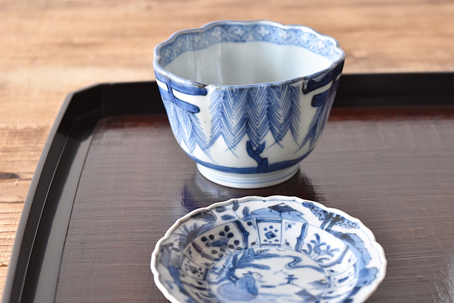 古伊万里染付大猪口17客木箱付口径約8.5㎝東Y7-0620⭐︎2Fトヒコ