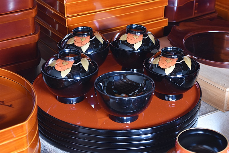 新品 御会席膳 富士見山水 漆器 5客セット 御会席膳 富士見山水 漆器 5