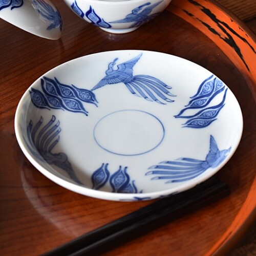 古伊万里 染付 微塵唐草 成化年製文 小皿 - 生活骨董と古布の