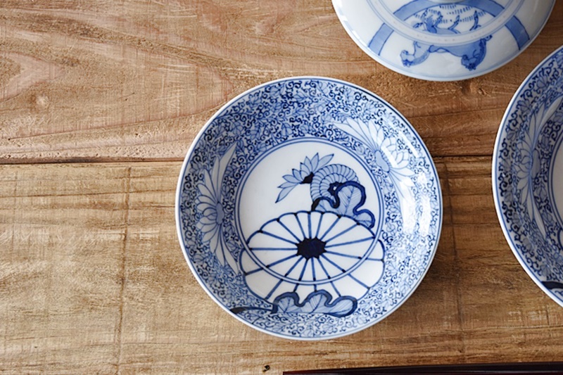 URA]大明成化年製/大聖寺伊万里花草文小皿10客/B6/4-s4-284(検)骨董