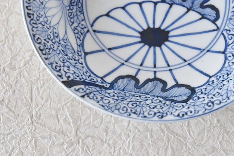 青染・古伊万里皿・大明成化年製刻印・（元禄ー享保） 青染・古伊万里