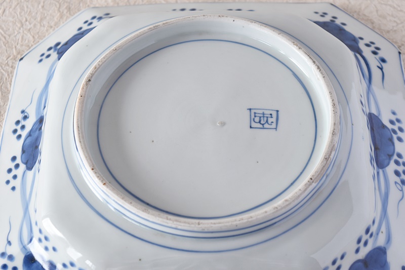 伊万里 染付 線描き 隅切り四方皿 - 生活骨董と古布のアンティーク