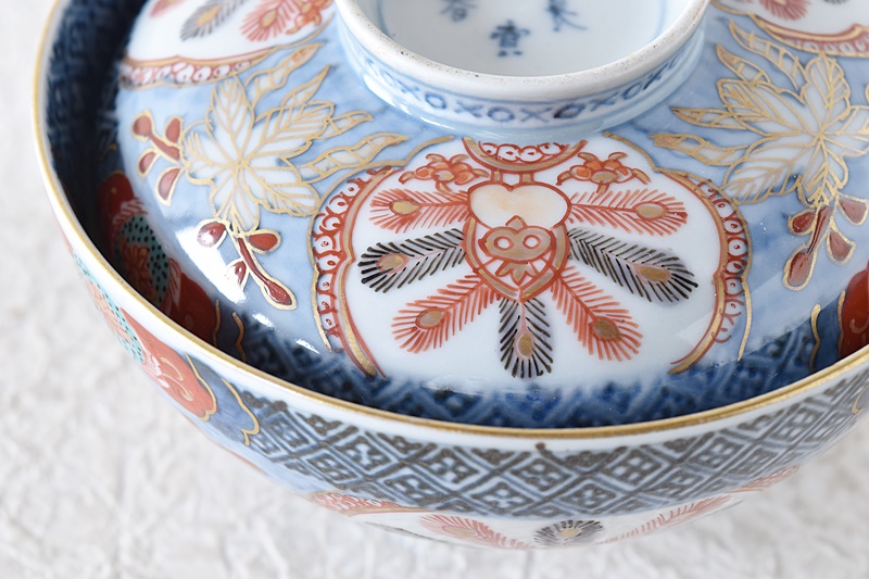 古伊万里 色絵 桐に鳳凰 冨貴長春 蓋茶碗 奈良茶碗 - 生活骨董と古布の