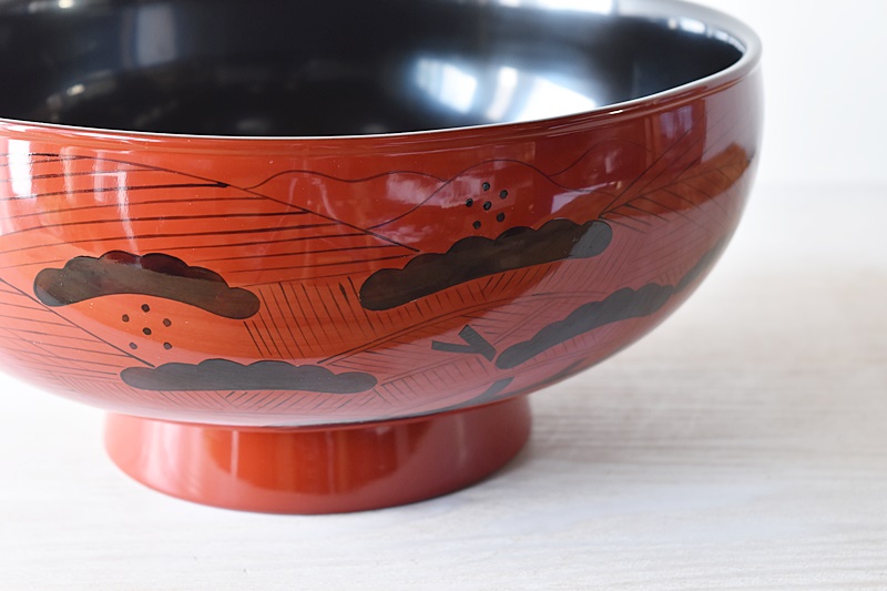 天然木製漆塗 初瀬川柳庵造 柳庵好 漆鉢 大鉢 朱塗り - 生活骨董と古布