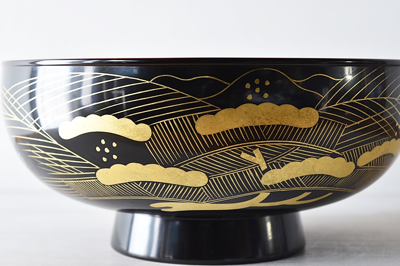 天然木製漆塗 初瀬川柳庵造 柳庵好 漆鉢 大鉢 黒塗り - 生活骨董と古布