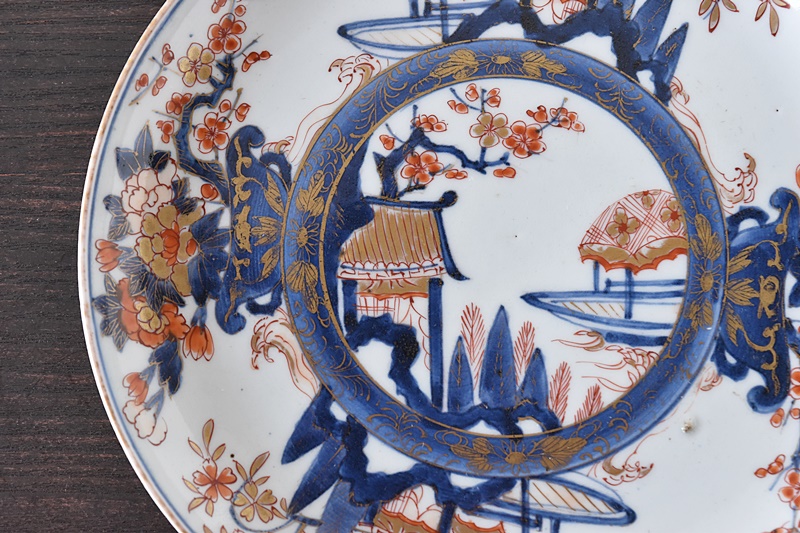 お値下げしました、古伊万里 色絵 梅・菊・蝶紋大鉢 お値下げしました