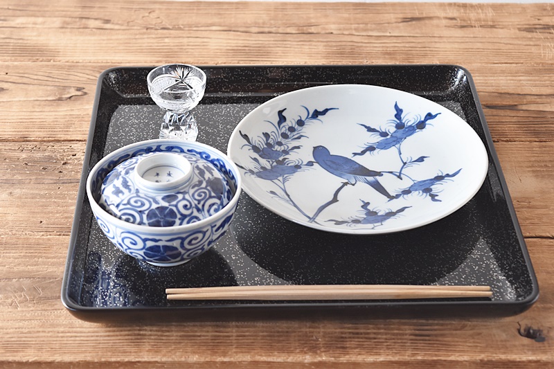 懐石道具 輪島塗 黒塗銀平目 会席膳 オファー 5客 木製漆器 【京田造