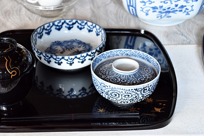 古伊万里 染付 蛸唐草 蓋付茶碗 奈良茶碗 煮物椀 - 生活骨董と古布の