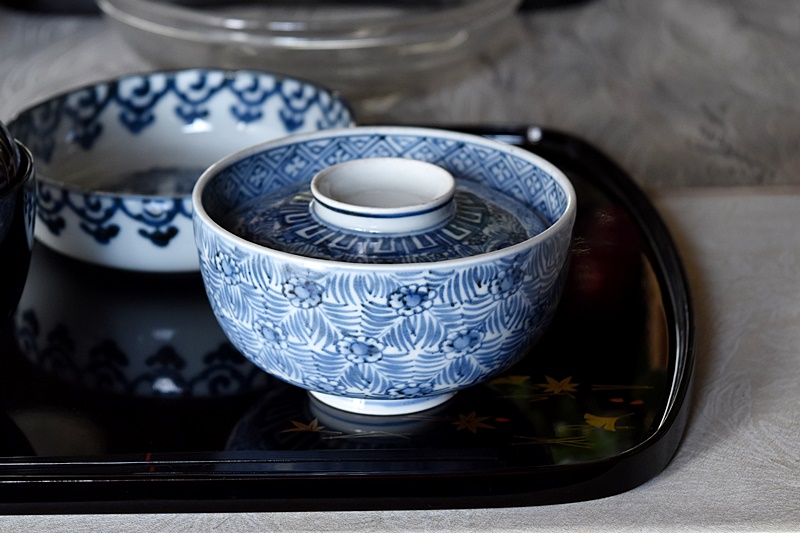 骨董 蓋茶碗 茶碗 陶器 色絵 煮物椀 向付 アンティーク 5つ〜 古伊万里