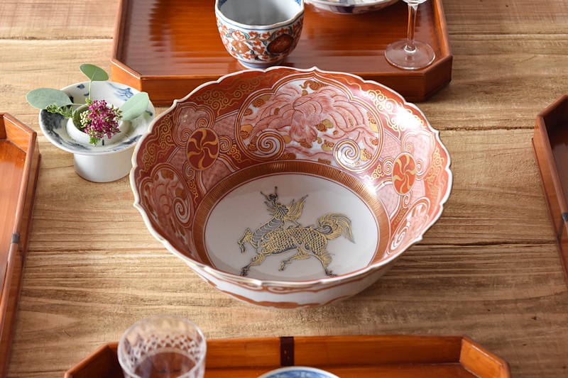 前田正博 すいてき 幾何学模様 水玉模様 書道具 青色 薩摩焼 前田正博 すい