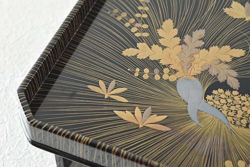 大内塗 懐石膳 十客揃 四方盆 金蒔絵真塗 天然木