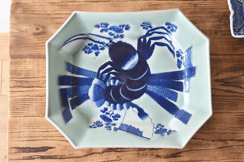 古伊万里 海老紋/ 7寸皿 江戸時代～幕末 骨董品 【公式通販】