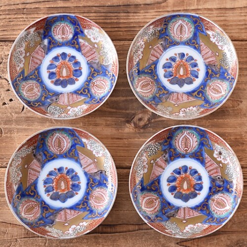 394『色絵金彩 花唐草 小皿』 /骨董品 古美術 アンティーク 古玩 楽天