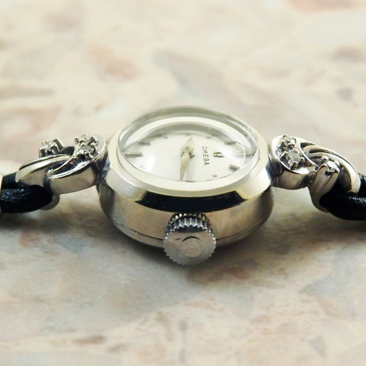 OMEGA オメガ・14KWG/14金ホワイトゴールド無垢 6Pダイヤ レディース