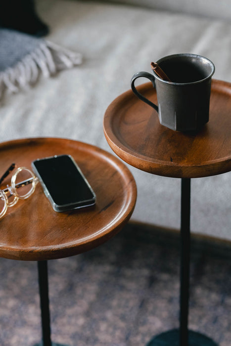 sed/met スタンドサイドテーブル φ250｜大理石×マンゴーウッドの上質