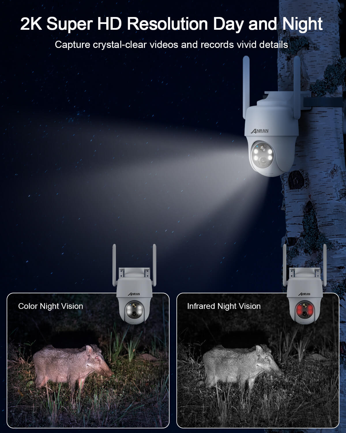 ANRAN 4Gソーラー無線防犯カメラ G1 Pro 2K Solar Battery Security