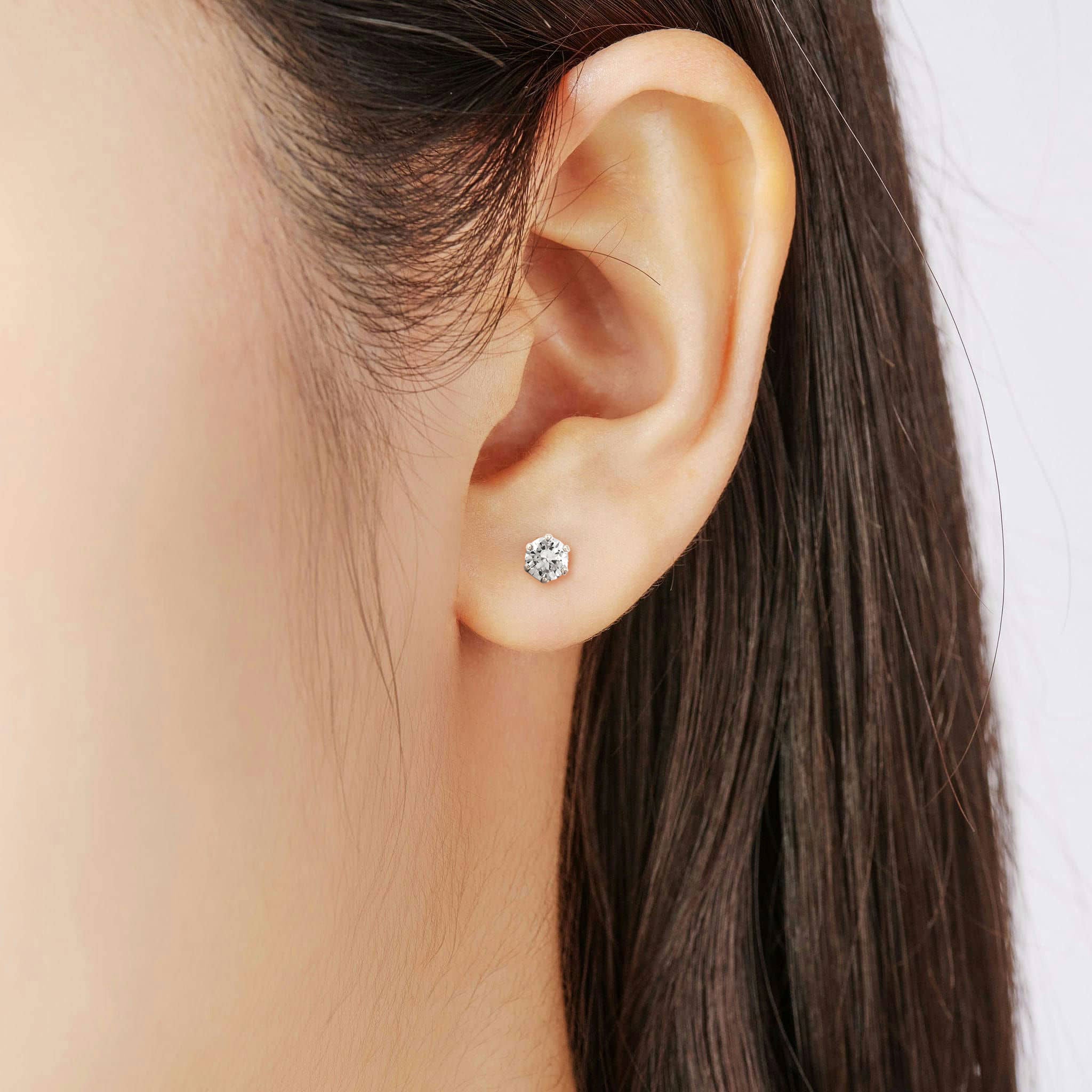一粒 ダイヤモンド ピアス 計0.60ct プラチナ 6本爪 スタッド ピアス