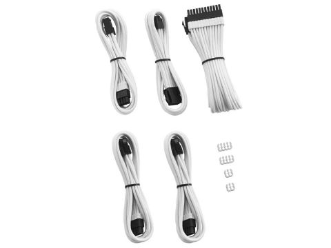 CableModの白い電源延長ケーブルセット、スリーブ装飾済み - AKIBA PC