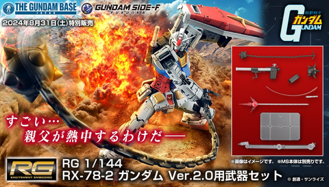 ガンプラ「RG 1/144 RX-78-2 ガンダム Ver.2.0用武器セット」ガンダム