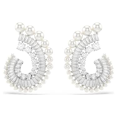 Ariana Grande x Swarovski drop earrings, Crystal Pearl, Mixed cuts