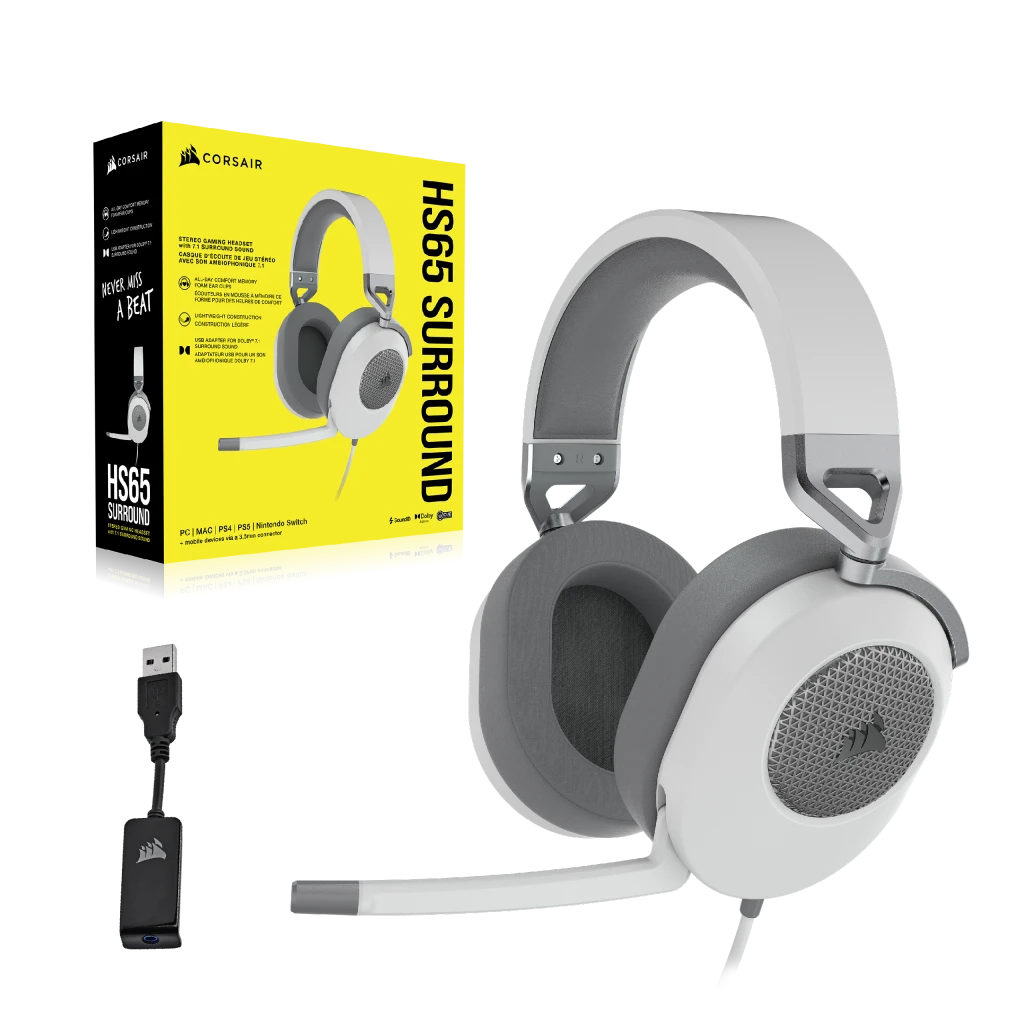 HS65 SURROUND Wired Gaming Headset — White