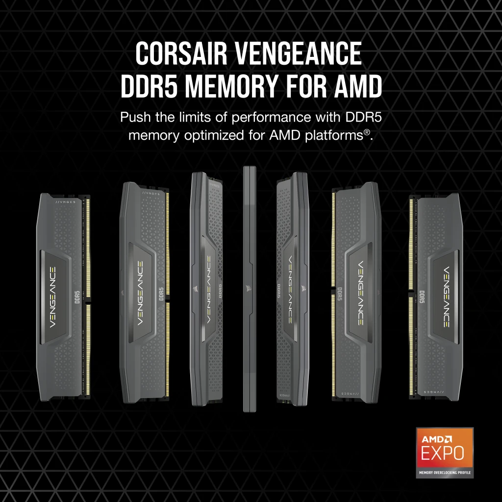 VENGEANCE® 32GB (2x16GB) DDR5 DRAM 6400MT/s CL32 AMD EXPO & Intel