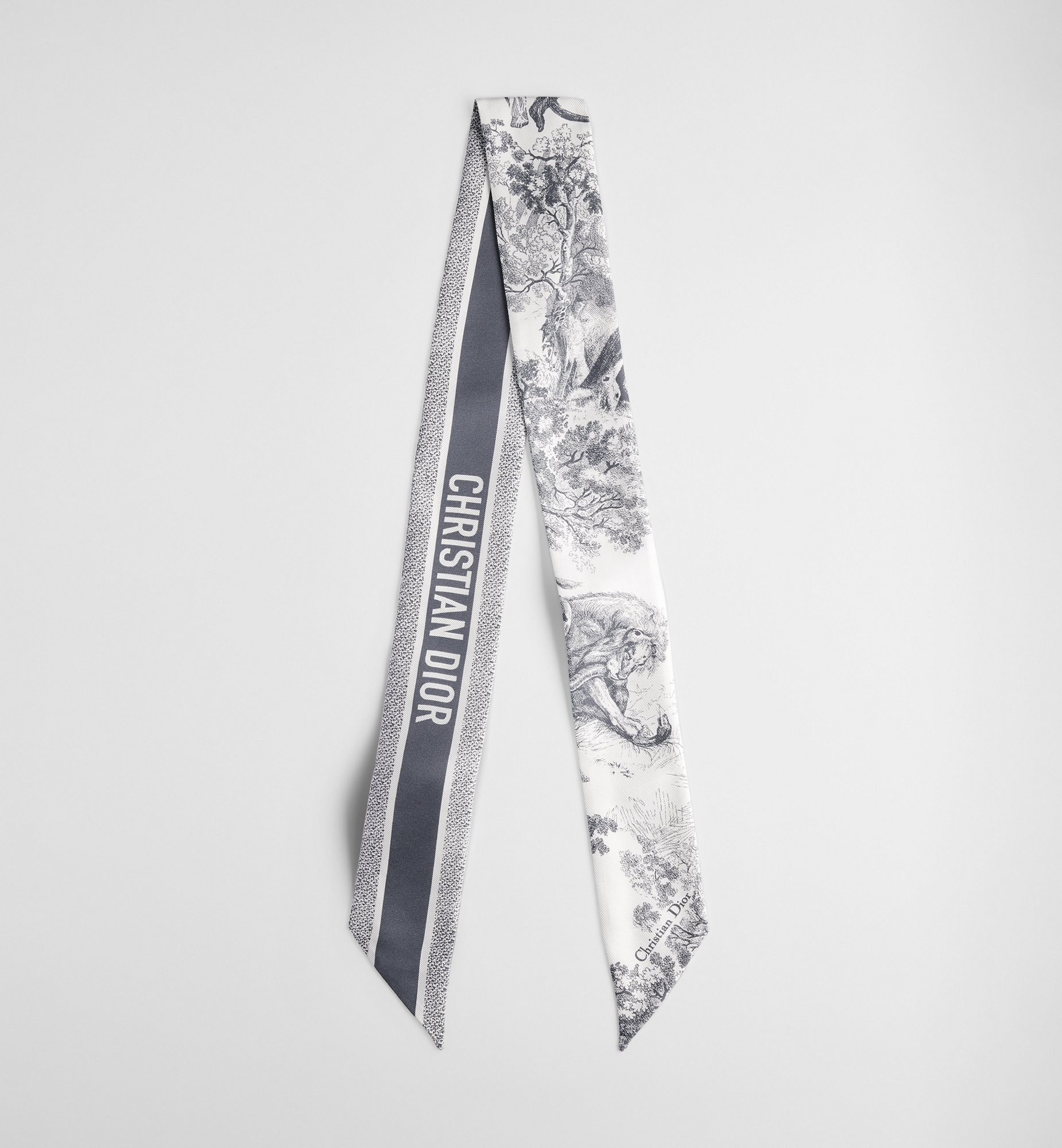 Toile de Jouy Sauvage Mitzah Scarf Ivory and Navy Blue Silk Twill