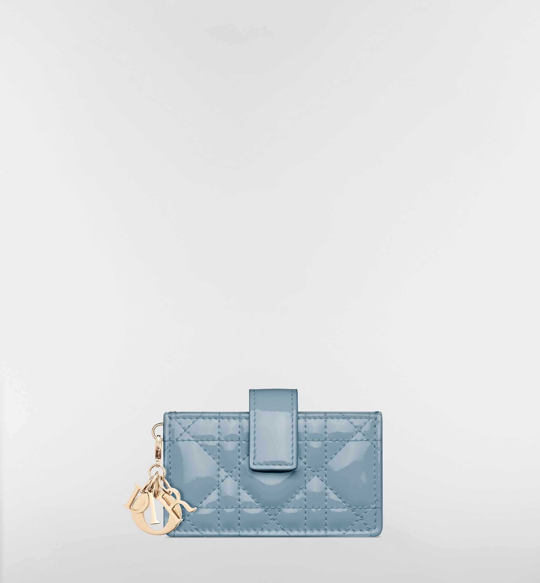 Lady Dior Jasmine Card Holder Sky Blue Patent Cannage Calfskin | DIOR