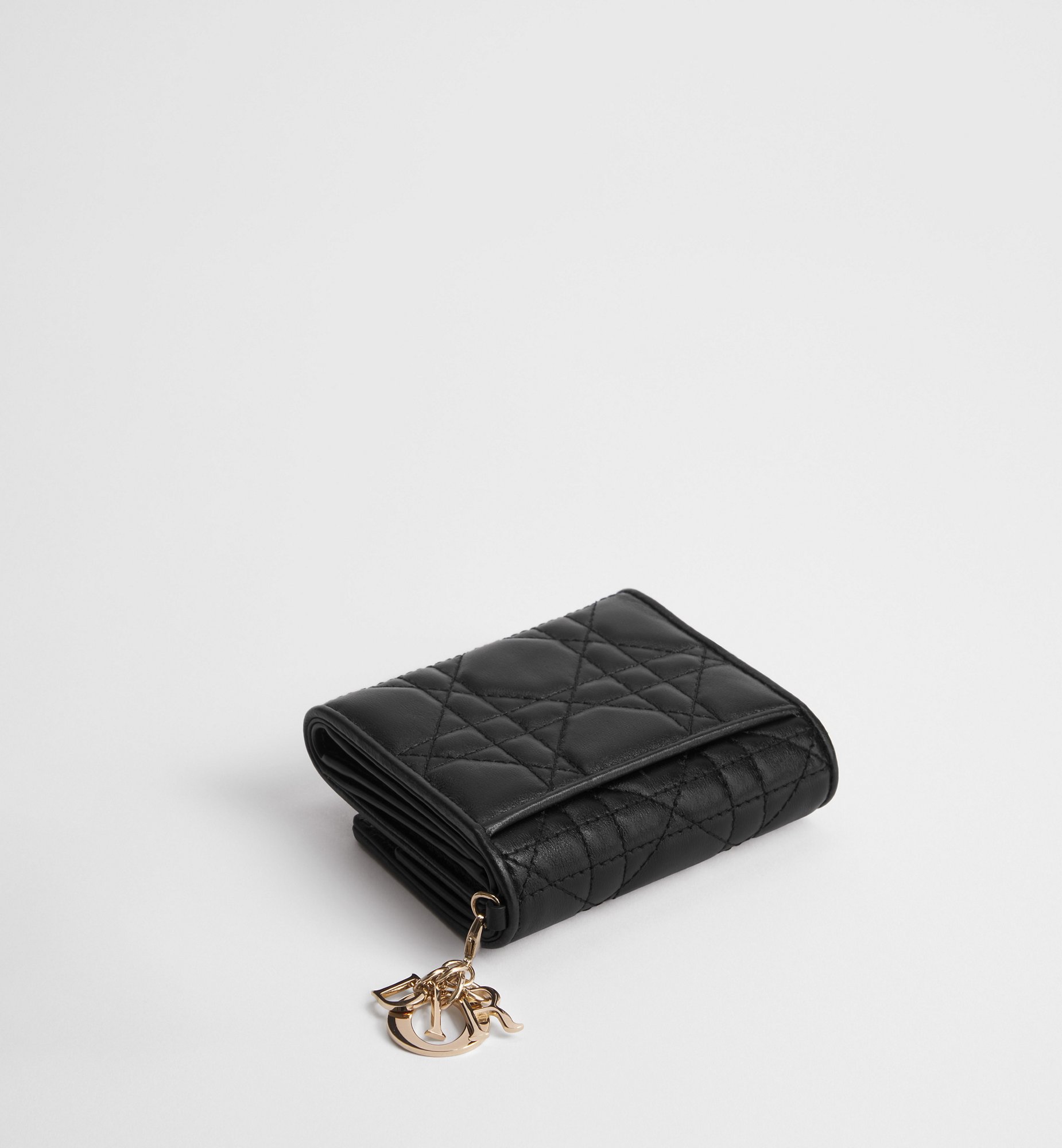 Lady Dior Lotus Wallet Black Cannage Lambskin | DIOR