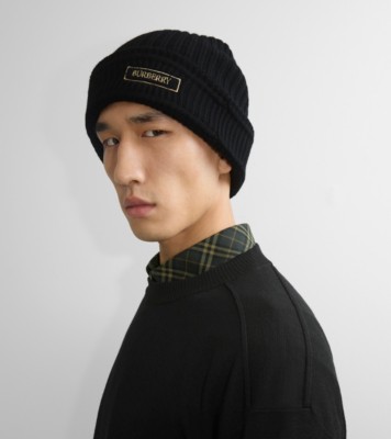 ロゴ ウールビーニー (ブラック) - メンズ | Burberry®公式サイト