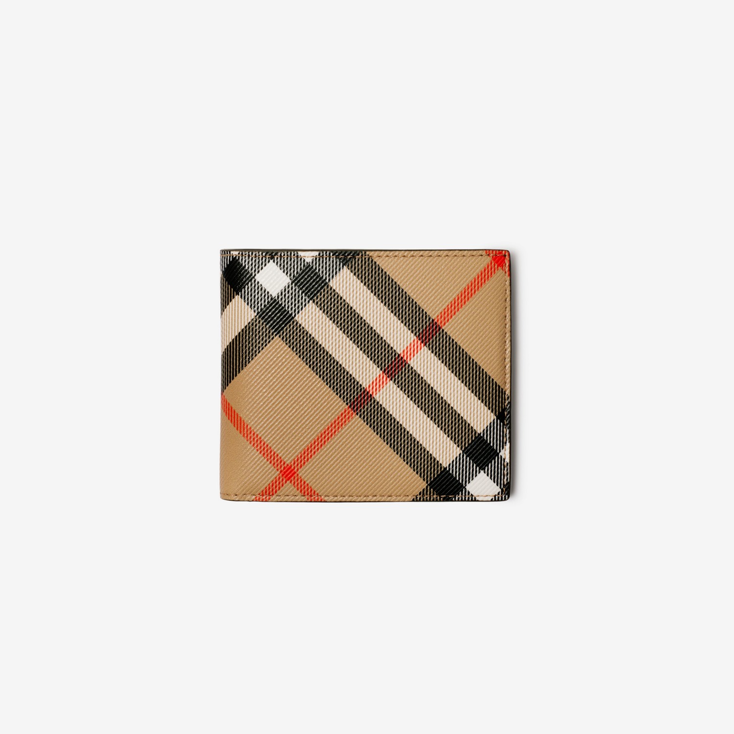 チェック バイフォールド コインウォレット (サンド) - メンズ