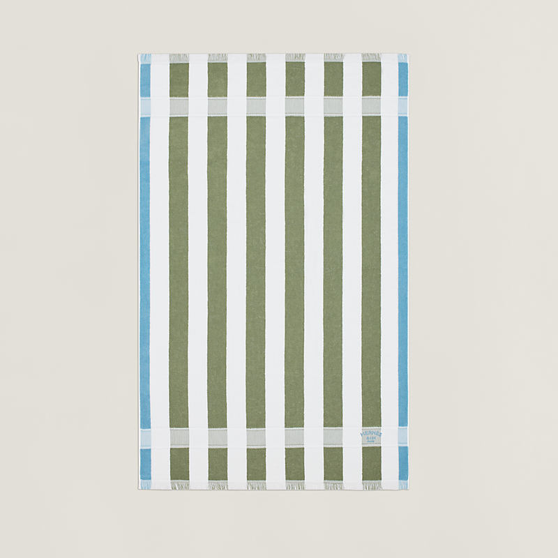 ビーチタオル 《ヨッティング・ストライプ》 PM - グリーン | Hermès