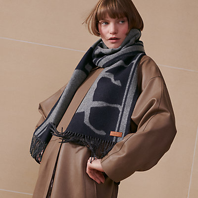 エルメス シルクxアンゴラ ドッキング リバーシブルマフラー ストール