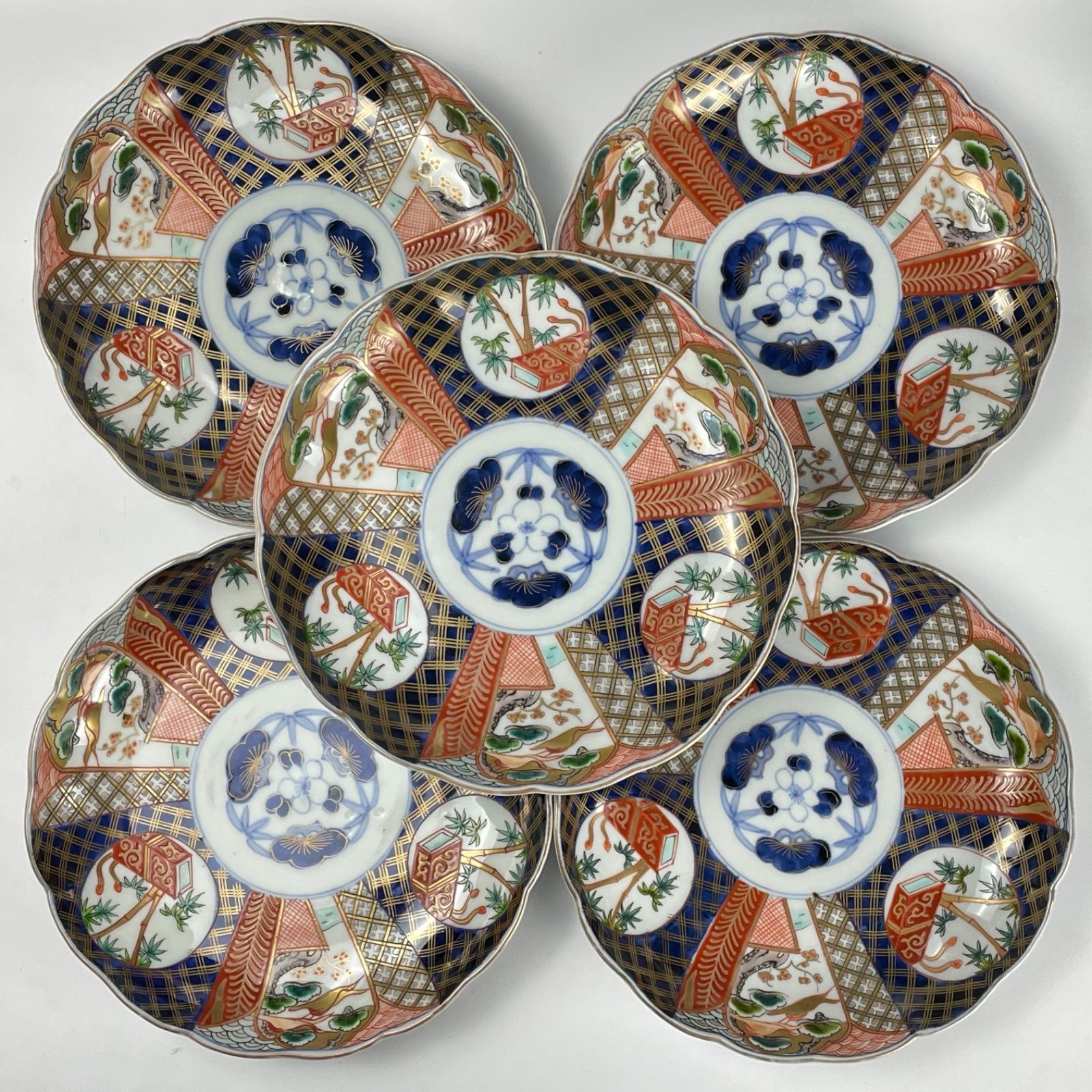 587 錦手 松竹梅 鶴 2024 古伊万里 伊万里焼 骨董 アンティーク 7寸皿 5