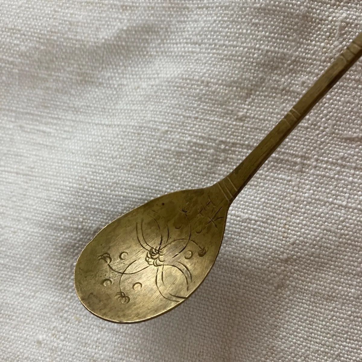 古い銅の 匙 古道具 アンティーク 使えないスプーン オブジェ 古い銅の