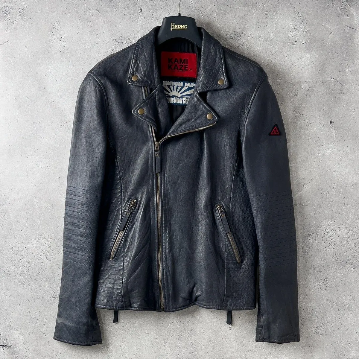 ユニオンジャップシングルライダースダウンジャケットサイズLブラック