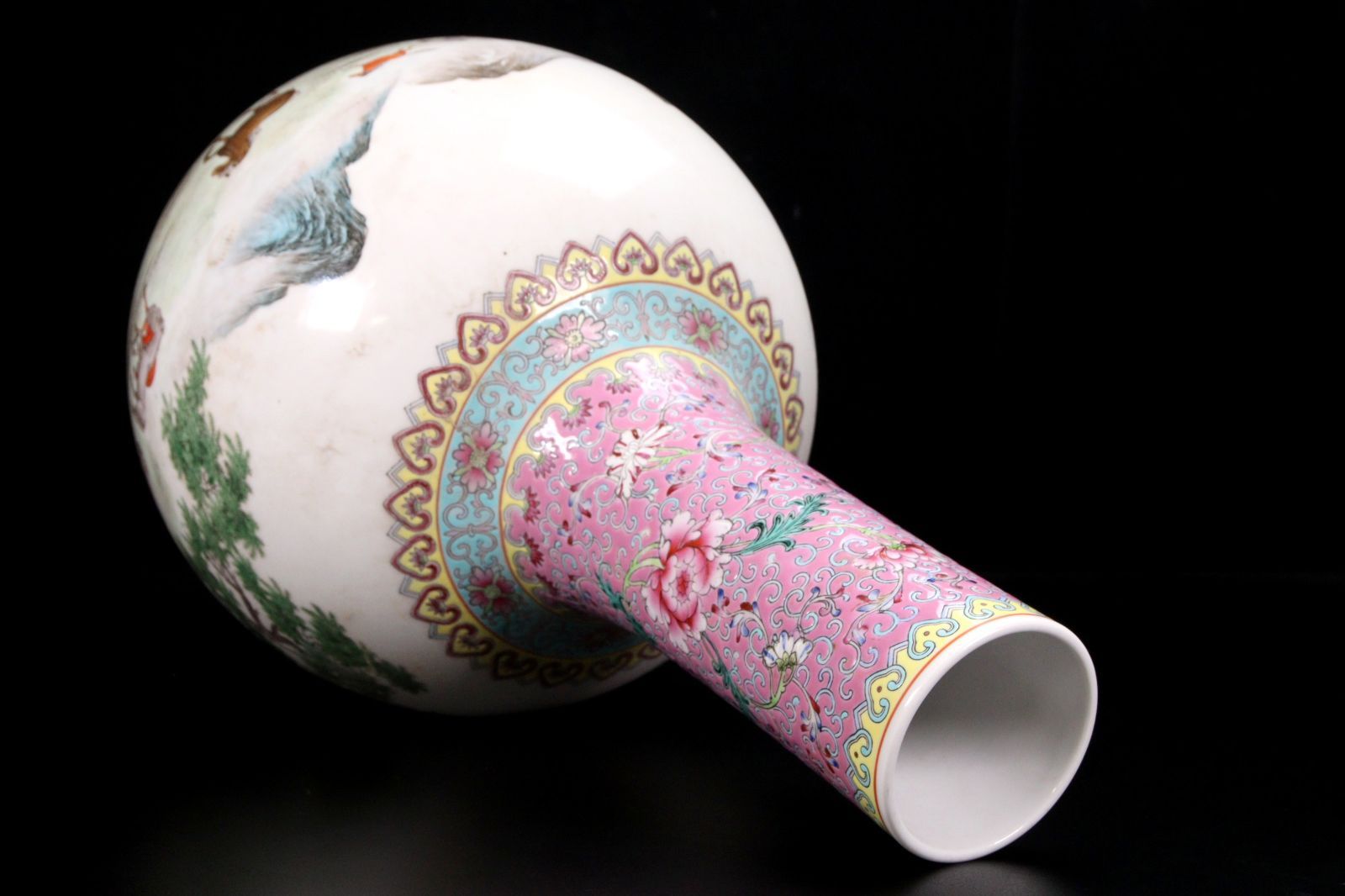 大清乾隆年製 紛彩馬文花瓶 46cm 唐物 骨董 ファッション 古美術 楾