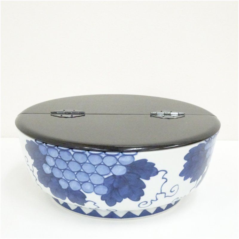 京焼 手塚景雲造 染付葡萄文水指（共箱） 水指し 茶道 茶道具 おしゃれ