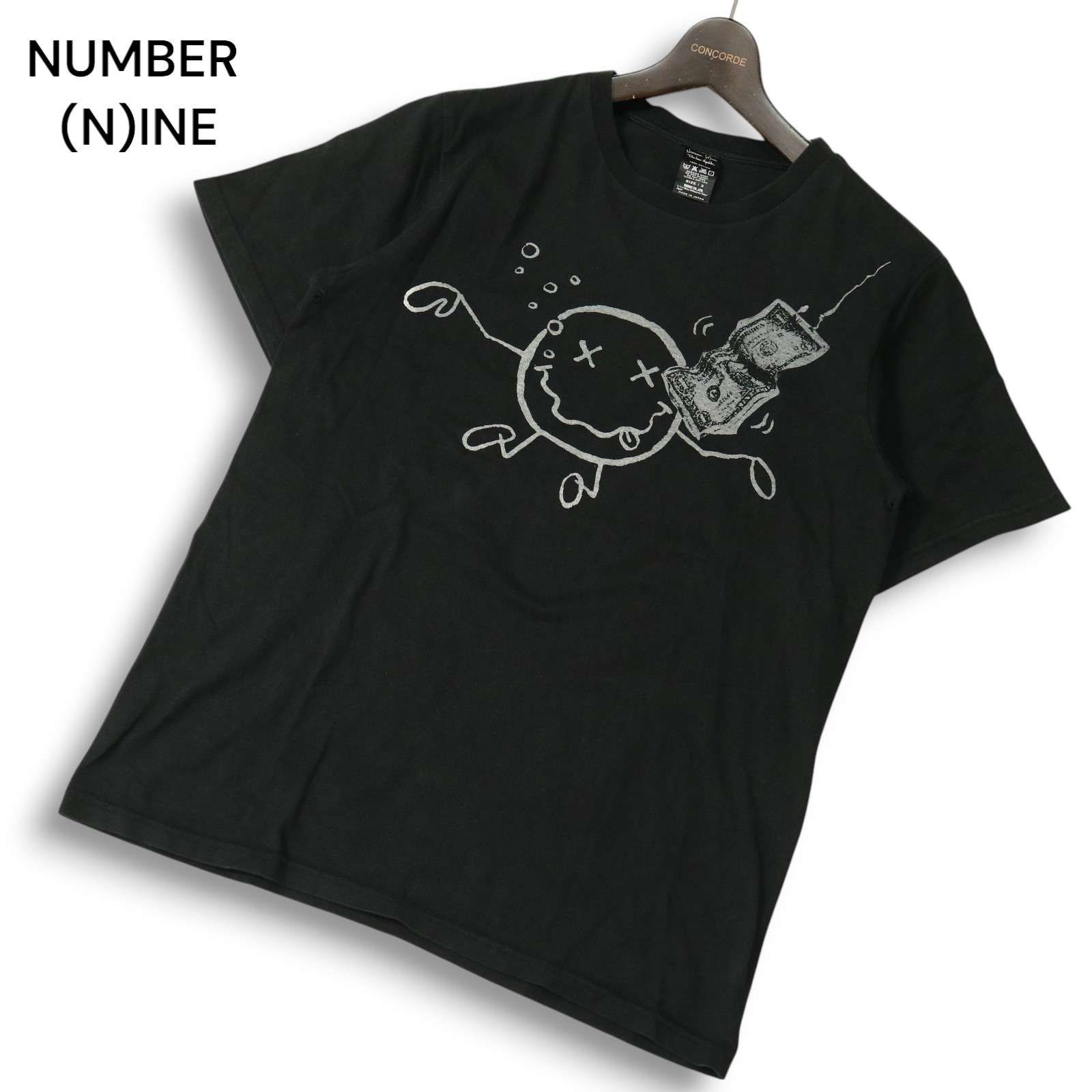 ナンバーナイン メンズダメージブラック Tシャツ 宮下貴裕さんデザイン