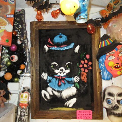 70's☆ベルベッドアート☆リス☆絵画☆ビンテージ☆オールド