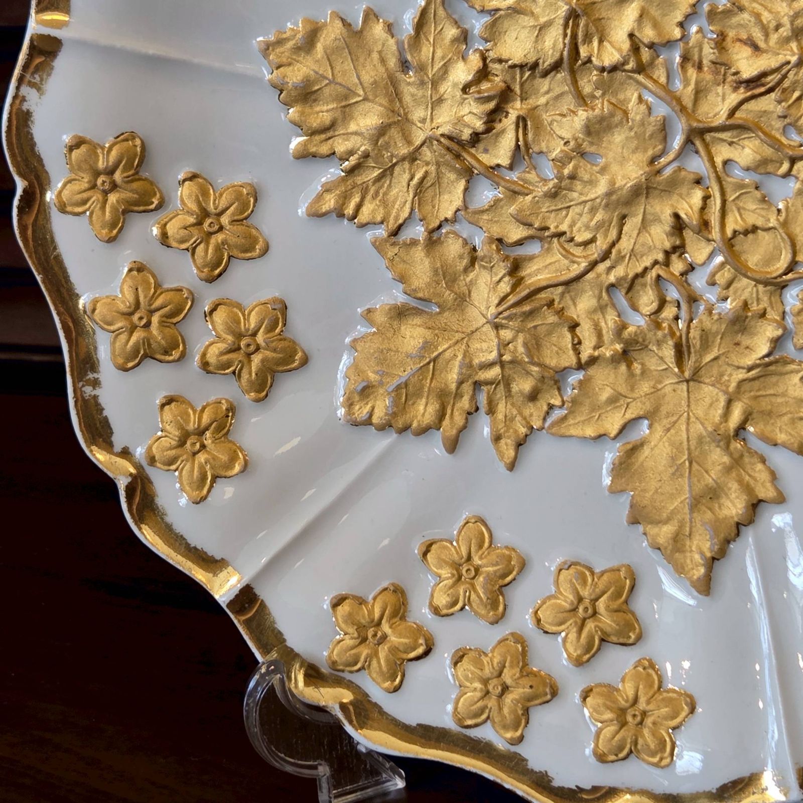 アンティーク マイセン プレート金彩立体レリーフ