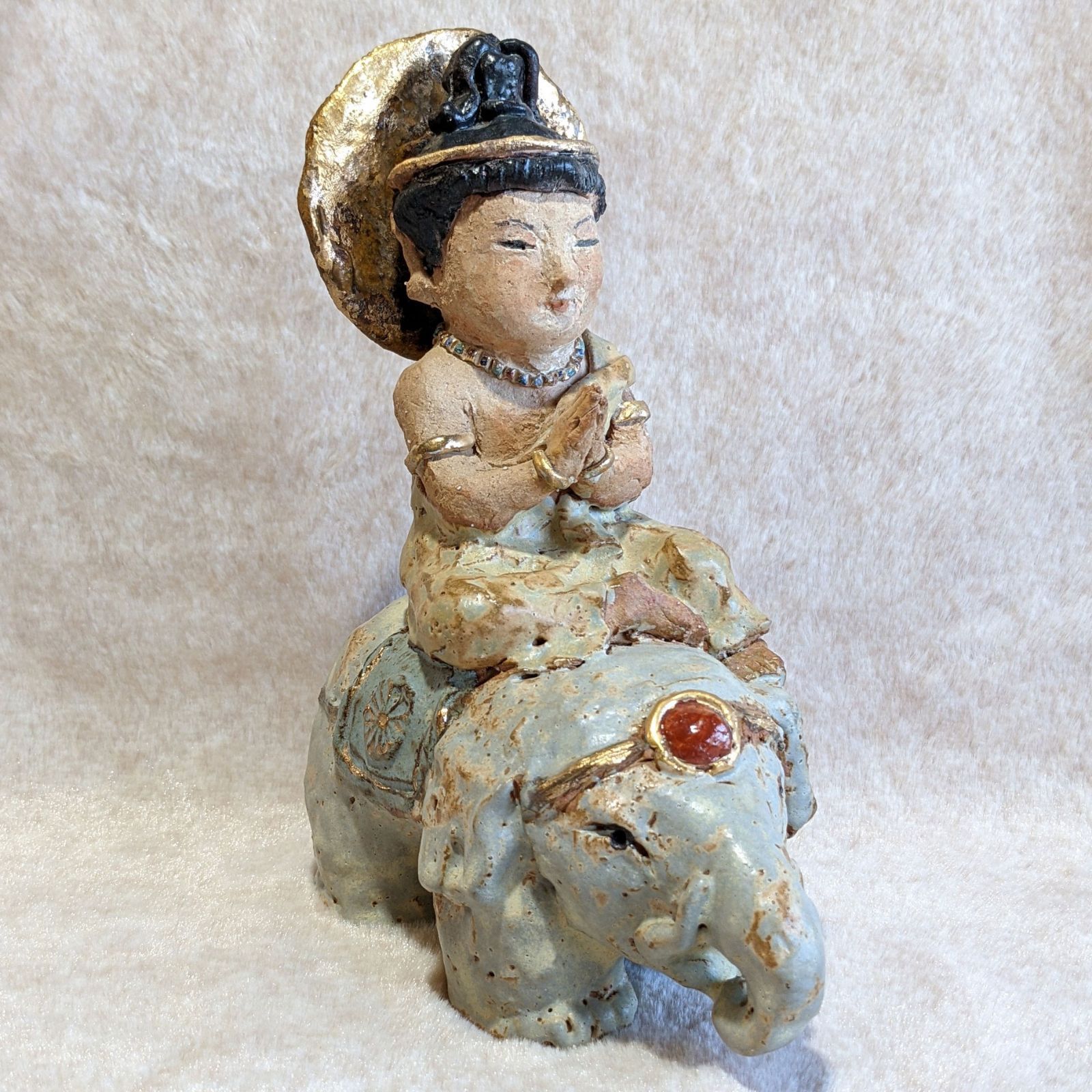 陶人形② 白い帽子 花カゴ 手作り 陶器 作家 【公式通販】