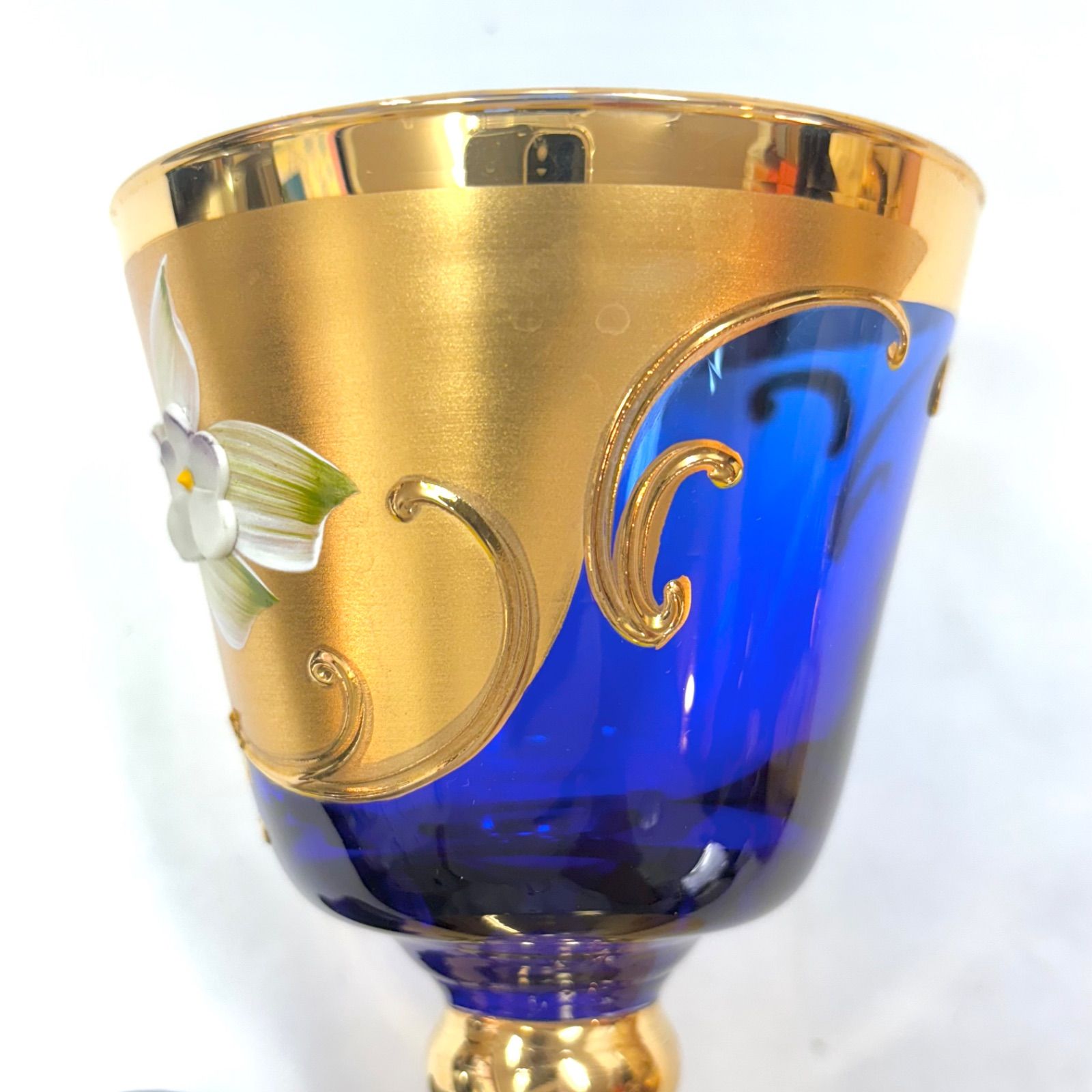 ベネチアングラス青色渦巻き模様ガラスカップ ヴィンテージ品