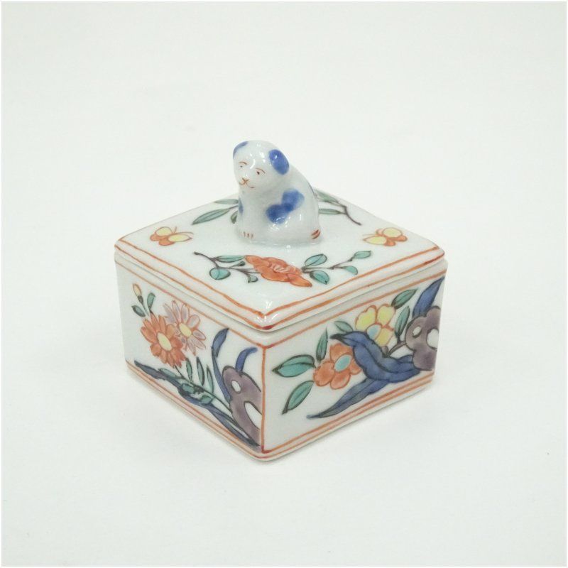 逢絢亭茶道具 香合 京焼 色絵 琵琶香合 平安昭阿弥 高野昭阿弥