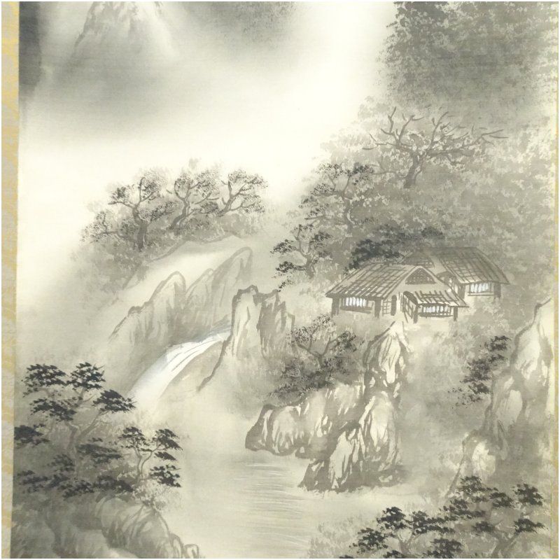 中国山水画 掛け軸 手描き 清江揚帆 風景画 アート 中国山水画 掛け軸