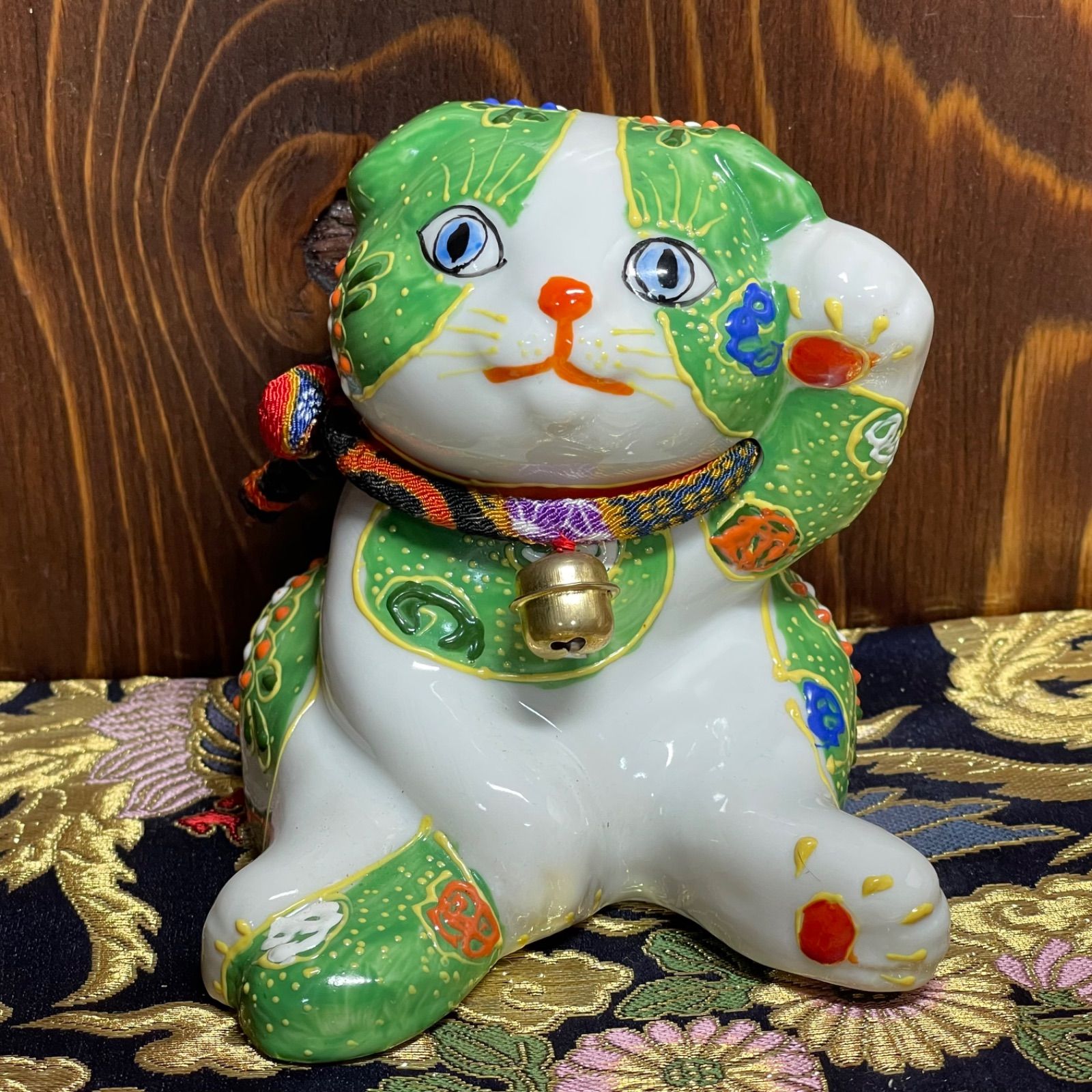 願いが叶う】【幸運】【九谷焼】招き猫2.5号 白盛 右手 縁起物 限定1