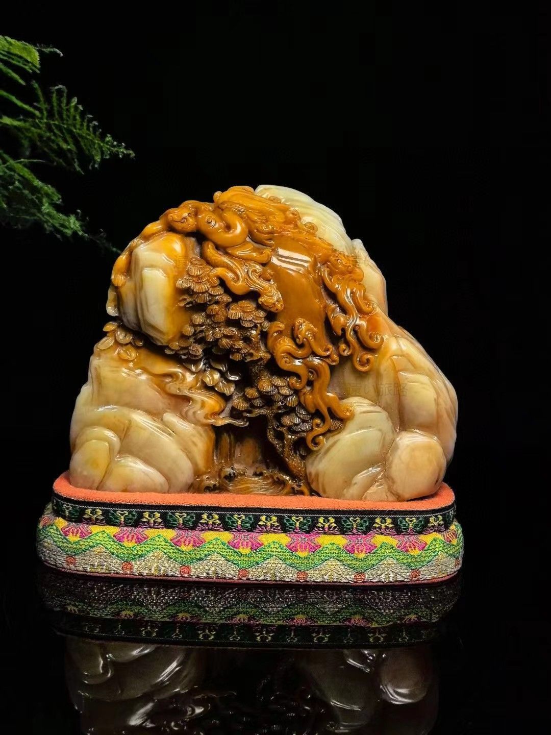 瑪瑙 双虎彫刻置物 希少 中国