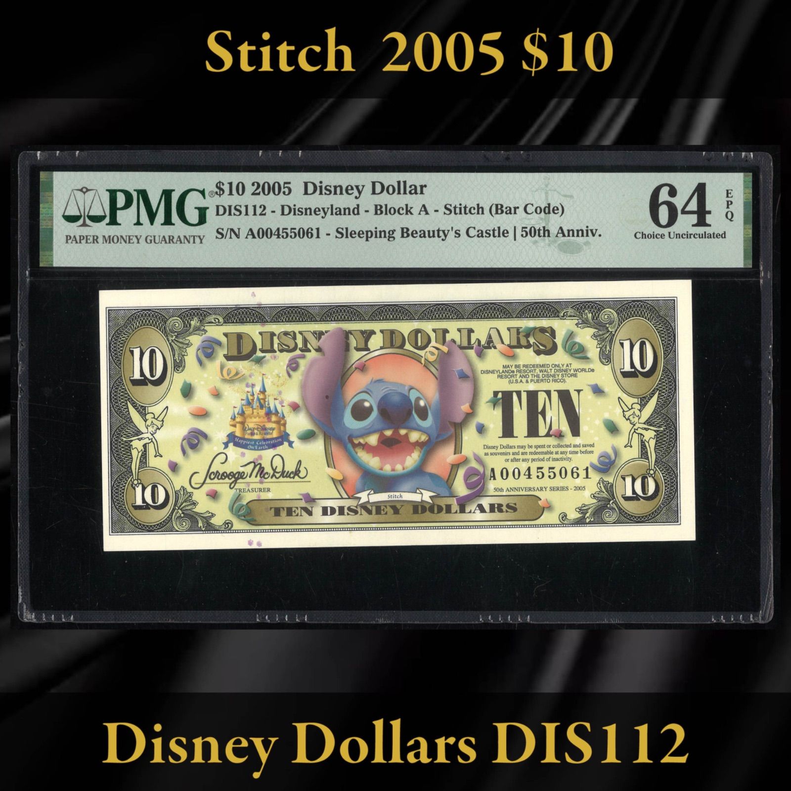 PMG64】ディズニーダラー 2005年 10ドル スティッチ シリーズA バー