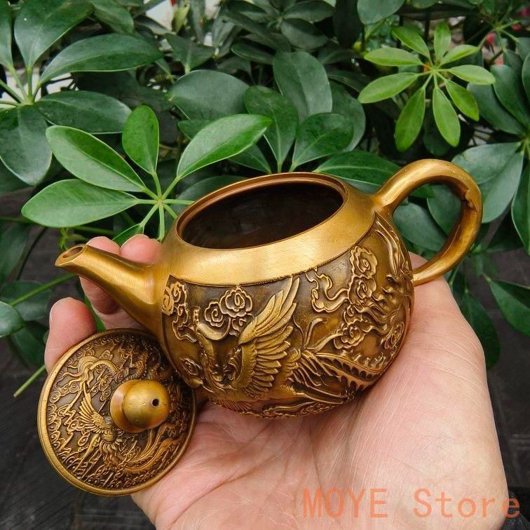 銅器 茶壺 百福茶壺 茶道具 煎茶器 装飾品 工芸品 置物 銅器 茶壺 百福